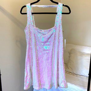 TOBI white sequin shift dress